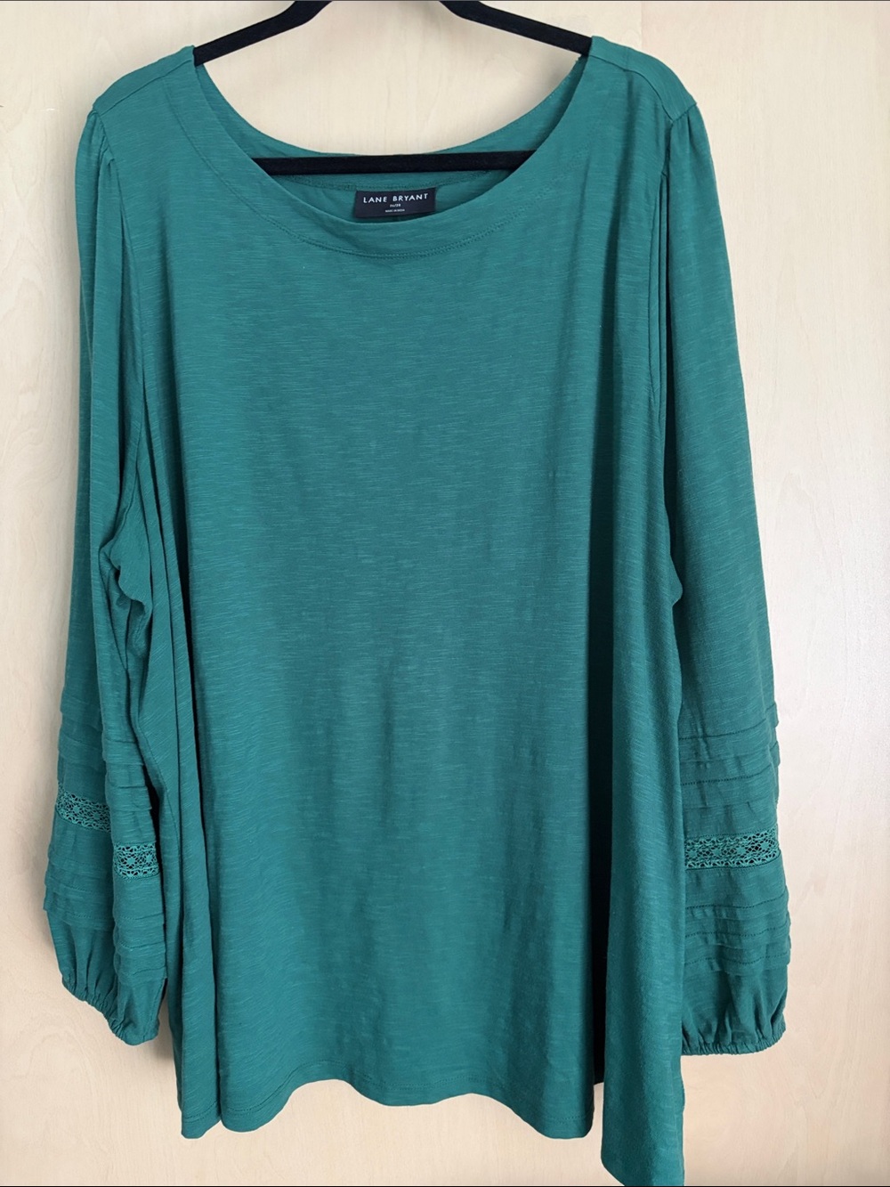 Lane Bryant Long Sleeve Scoop Neck Top with Lace Trim